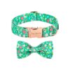 s Day Puppy Collar with Removable Bow Tie and Unique Rainbow Clover Heart Design