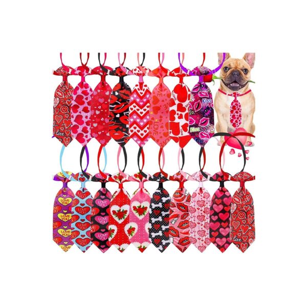 s Day Rose and Kiss Patterned Dog Neck Ties for Small Pet Accessories