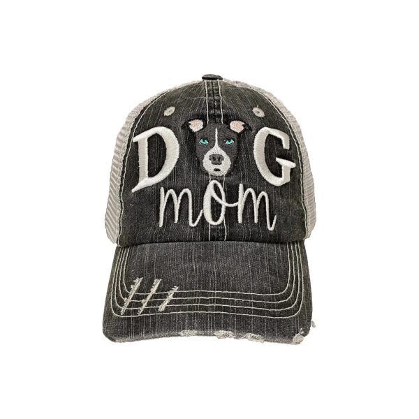 s Distressed Baseball Cap with Digital Printing in Dog Mom Designs