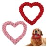 s Dog Chew Rope Toy Set for Puppy Teeth Care Pink and Red Heart Shape