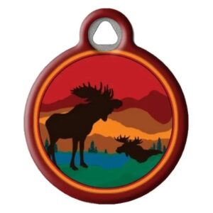 s Personality with Customizable Moose on the Loose Pattern Stainless Steel Dog ID Tag