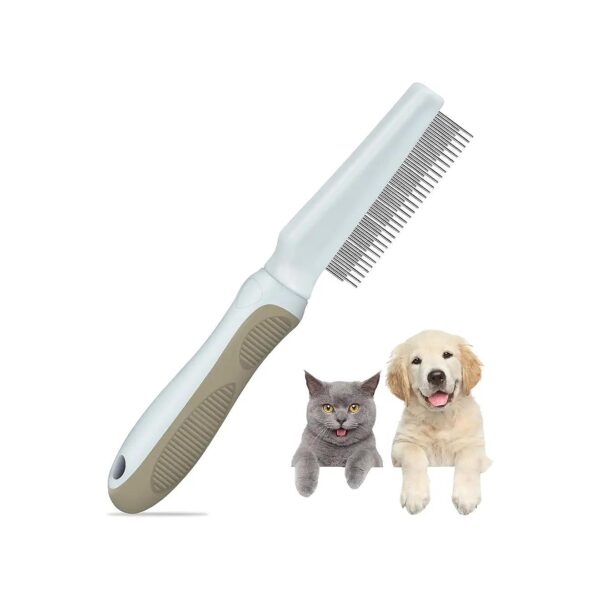 to-Use Pet Grooming Comb with 2 in 1 Long and Short Metal Teeth for All Pet Hair