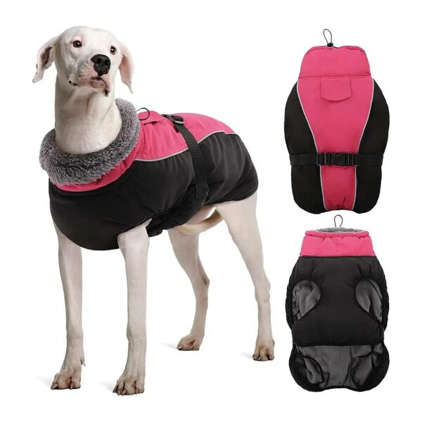 waterproof Dog Fleece Jacket Large Size Reflective Dog Winter Coat Warm Outfit